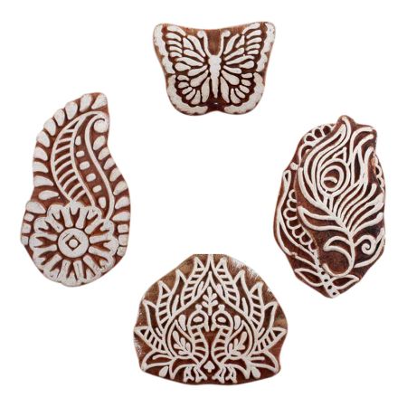 Set of 4 Piece New Mix Wooden Printing Block